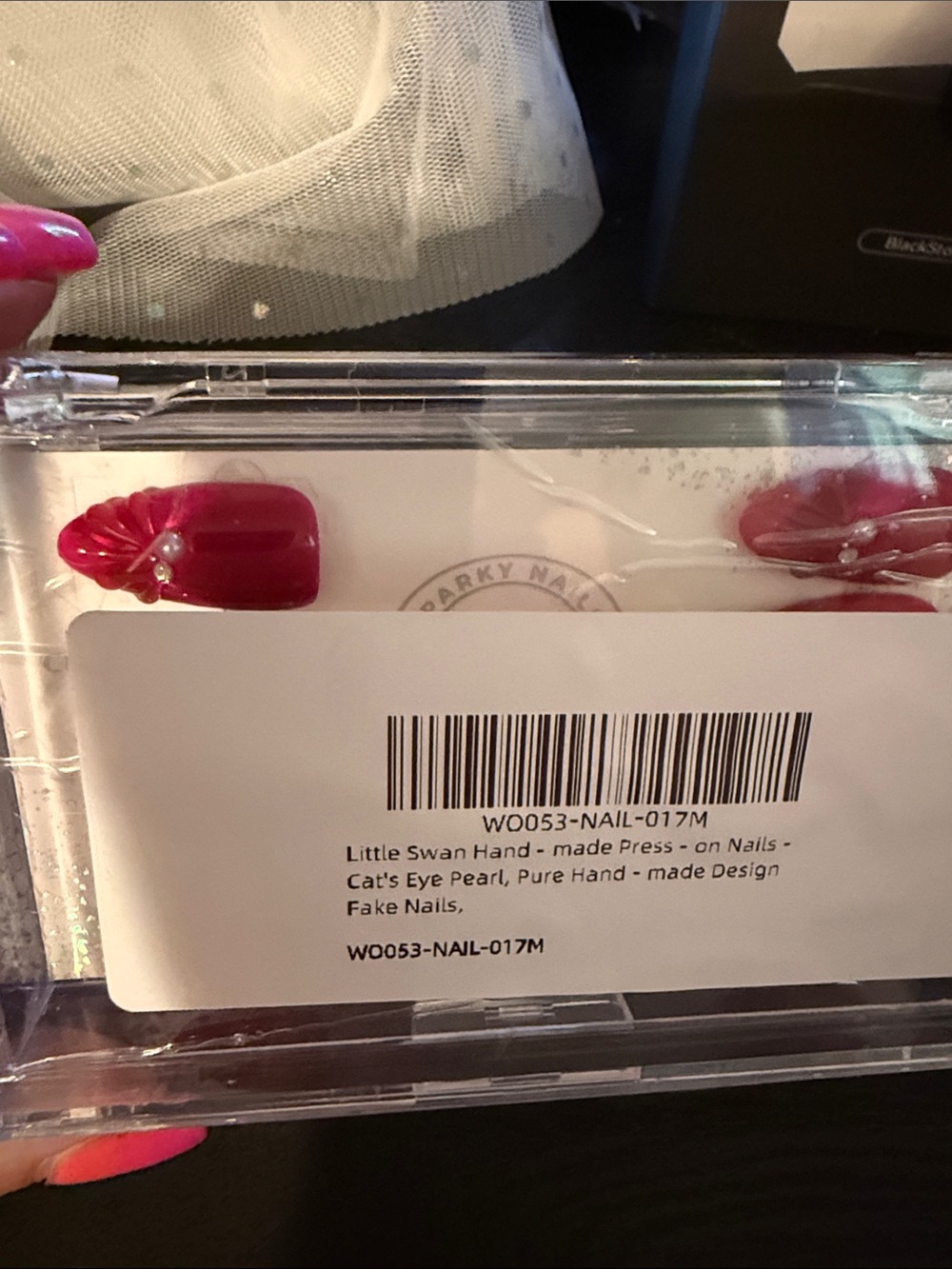 Pink Cat's Eye Pearl Press-On Nails